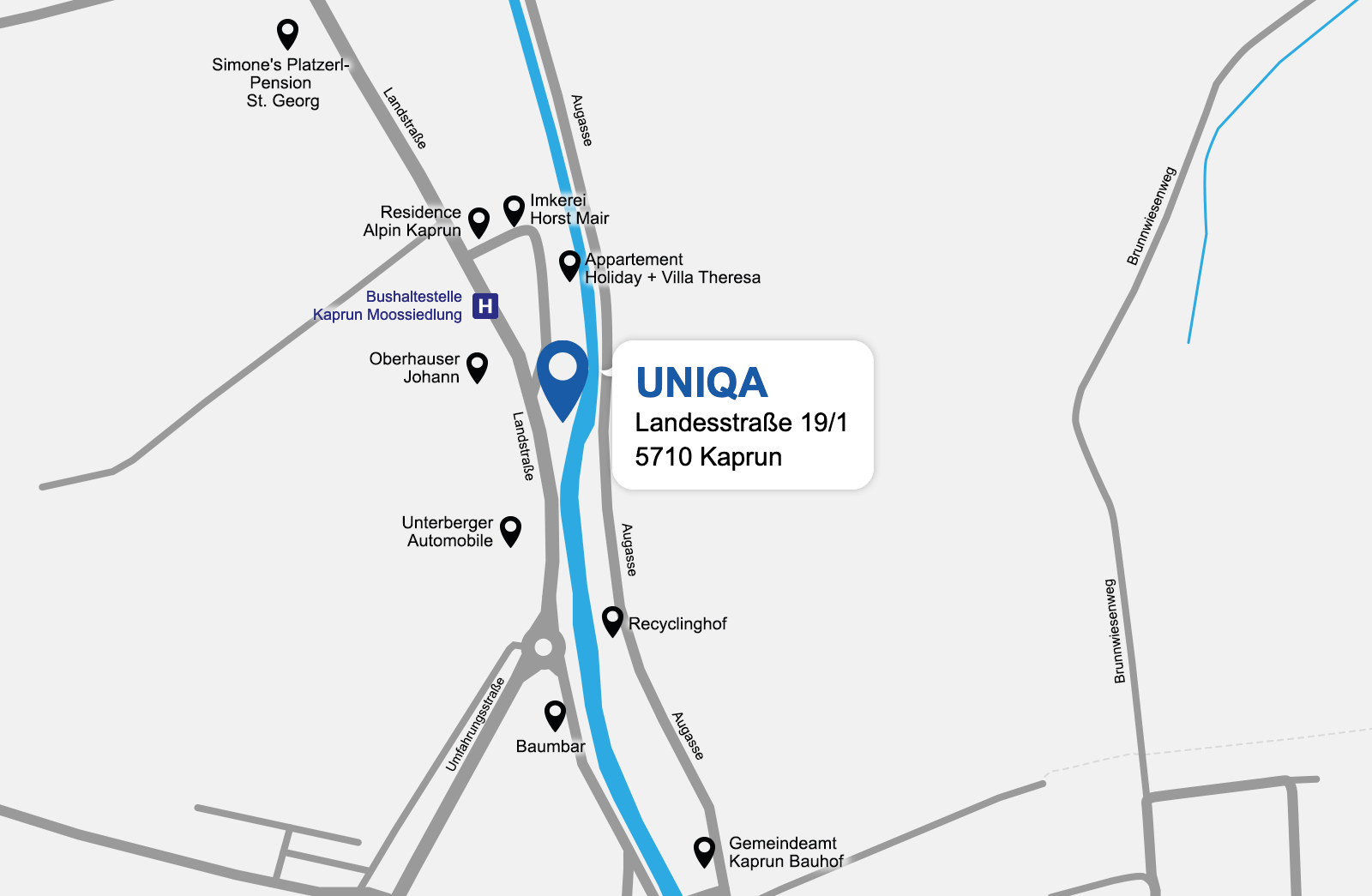 Eine detaillierte gezeichnete Karte der UNIQA Generalagentur Handl